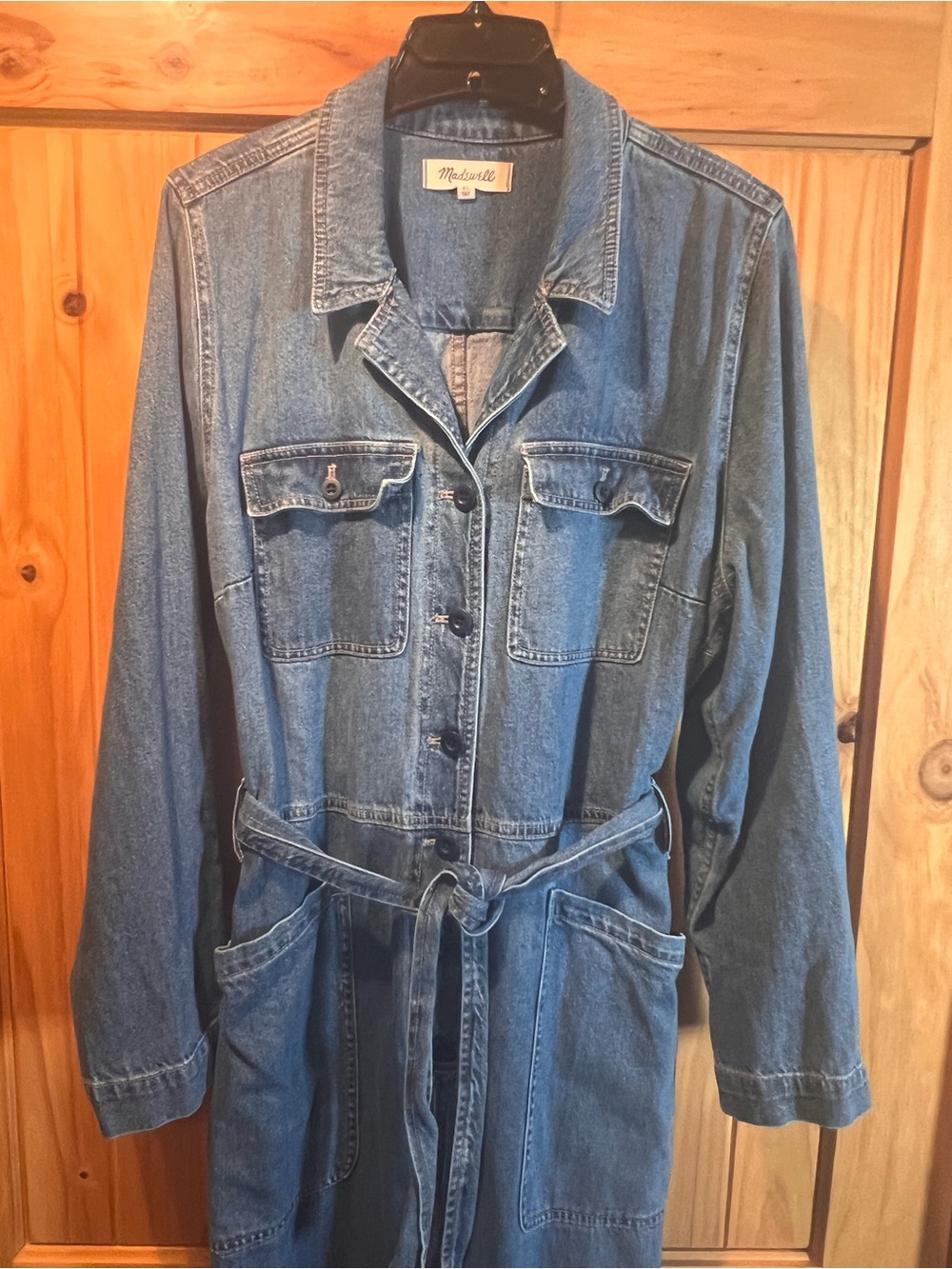 Madewell Denim Belted Jumpsuit (US XL - 12/14)